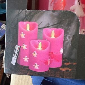 Pink LED Ghost Candles with Remote Control